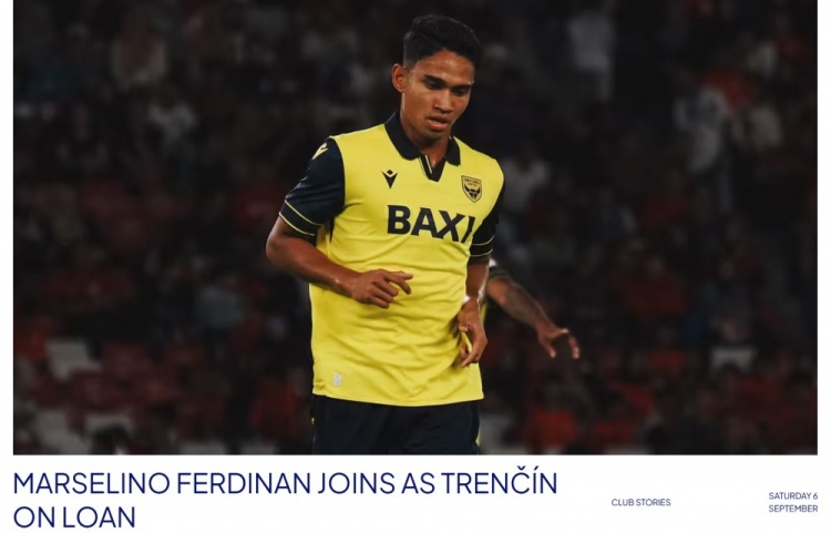 牛津联官方：印尼国脚费迪南租借加盟斯洛伐克球队特伦辛